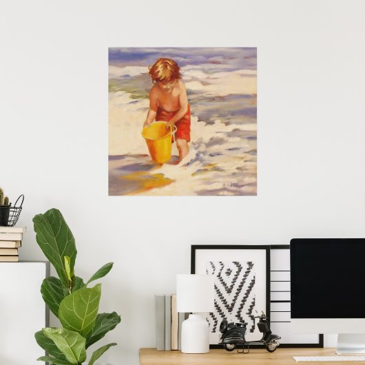 Beach Boy Child in oceaangolven Poster (Thuiskantoor)