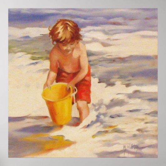 Beach Boy Child in oceaangolven Poster (Voorkant)