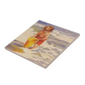 Beach Boy Child in oceaangolven Tegeltje (Zijkant)