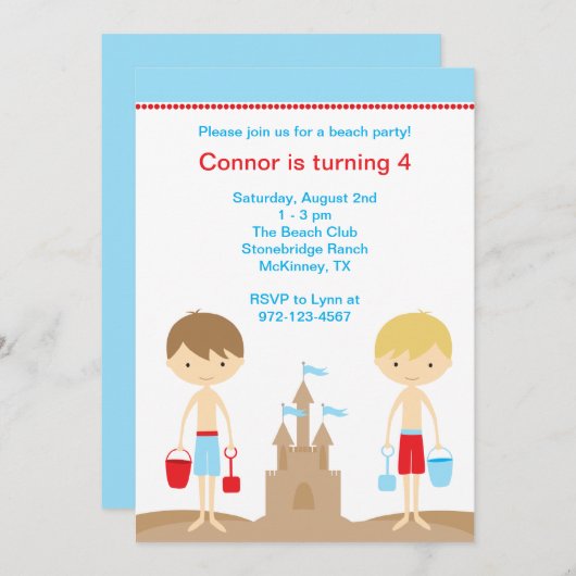 Beach Boys-uitnodigingen Kaart (Voorkant / Achterkant)