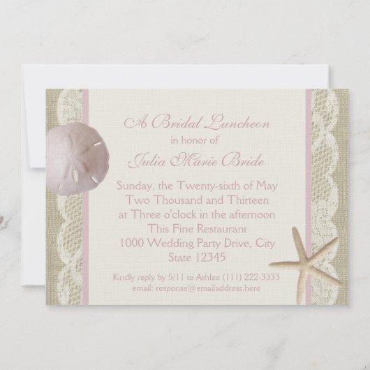 Beach Bridal Luncheon Kaart (Achterkant)