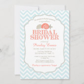 Beach Bridal Shower Invitation Nautical Shells Kaart (Voorkant)