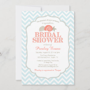 Beach Bridal Shower Invitation Nautical Shells Kaart
