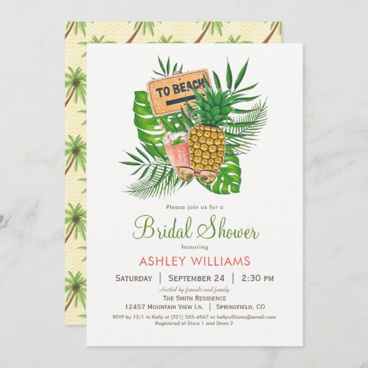 Beach Bridal Shower Uitnodiging (Voorkant / Achterkant)