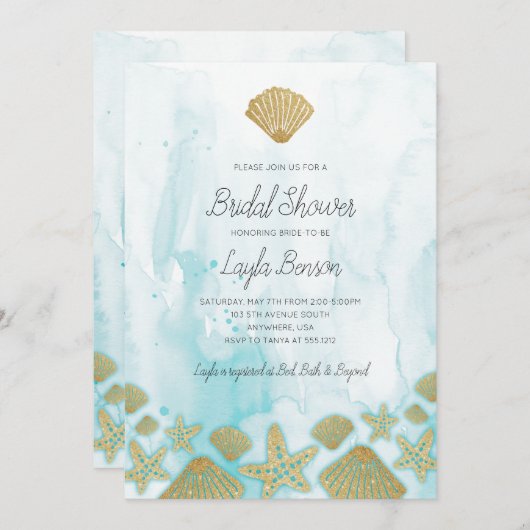 Beach Bridal Shower Uitnodiging (Voorkant / Achterkant)