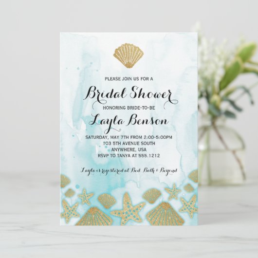 Beach Bridal Shower Uitnodiging (Staand voorkant)