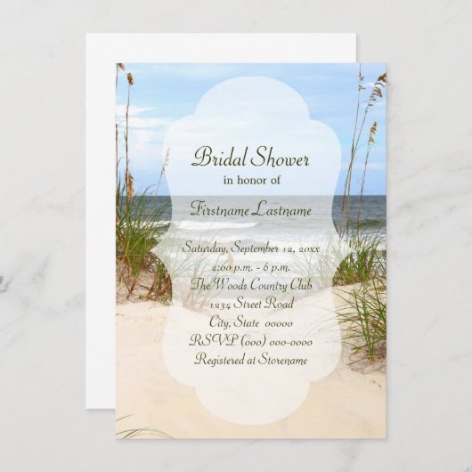 Beach Bridal Shower-uitnodigingen Kaart (Voorkant / Achterkant)