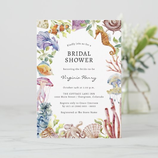 Beach Bridal Shower-uitnodigingen Kaart (Staand voorkant)