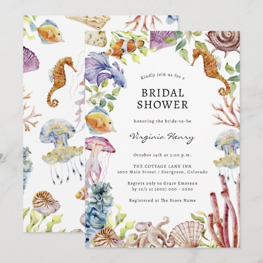 Beach Bridal Shower-uitnodigingen Kaart (Voorkant / Achterkant)