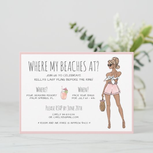 Beach Bride Bachelorette Party Weekend Itinerary Kaart (Staand voorkant)