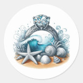 Beach Bride Verloving Ring Ronde Sticker (Voorkant)