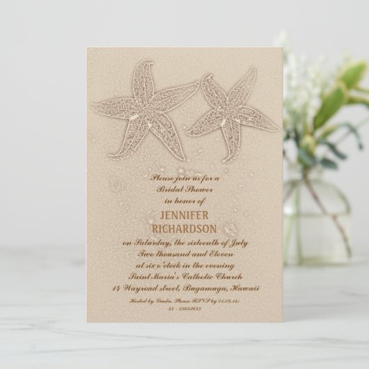 BEACH BRUIDS DOUCHE UITNODIGINGEN (Staand voorkant)