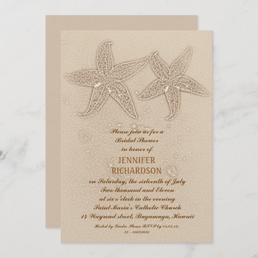 BEACH BRUIDS DOUCHE UITNODIGINGEN (Voorkant / Achterkant)