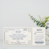 Beach Bruiloft  Boarding Ticket Uitnodigingen (Staand voorkant)