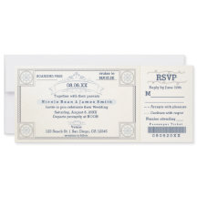 Beach Bruiloft  Boarding Ticket Uitnodigingen