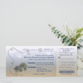 Beach Bruiloft Boarding Ticket Uitnodigingen. Kaart (Staand voorkant)