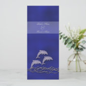 Beach bruiloft dolfijn blauw elegant kaart (Staand voorkant)