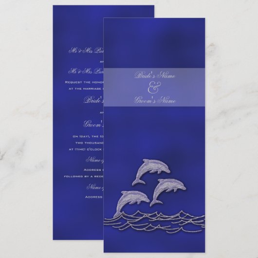 Beach bruiloft dolfijn blauw elegant kaart (Voorkant / Achterkant)