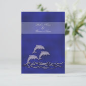 Beach bruiloft elegant dolfijn RSVP (Staand voorkant)