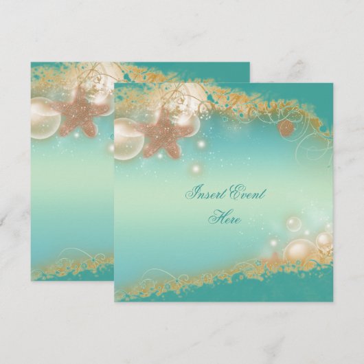 Beach bruiloft elegant party-thema kaart (Voorkant / Achterkant)