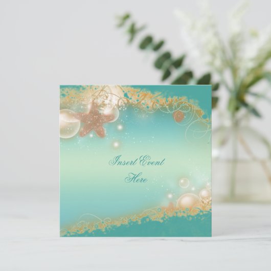 Beach bruiloft elegant party-thema kaart (Staand voorkant)