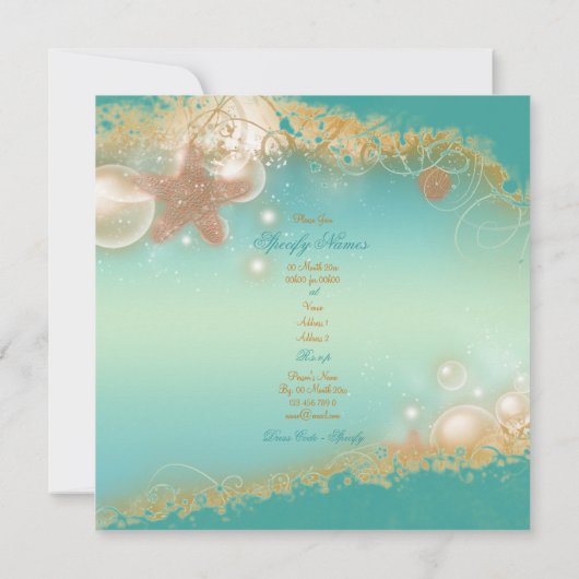 Beach bruiloft elegant party-thema kaart (Achterkant)