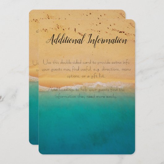 Beach Bruiloft Extra Info Kaart (Voorkant / Achterkant)