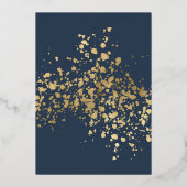 Beach bruiloft gouden blauwe bruiloft folie uitnodiging (Achterkant)