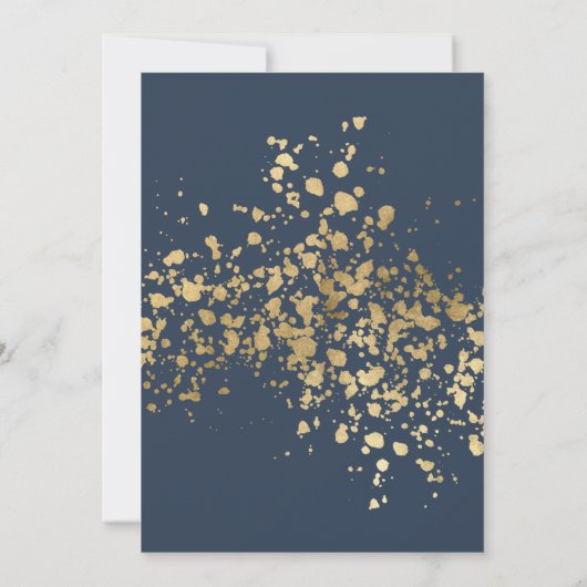 Beach bruiloft gouden blauwe bruiloft uitnodiging (Achterkant)