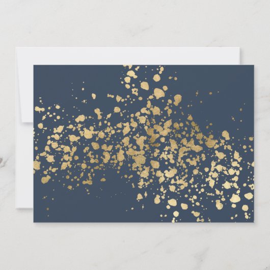 Beach bruiloft gouden blauwe bruiloft uitnodiging (Achterkant)