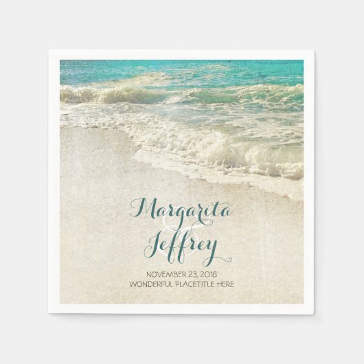 Beach bruiloft papieren servetten (Voorkant)