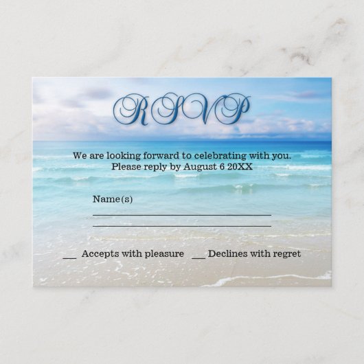 Beach Bruiloft RSVP Uitnodiging (Voorkant)