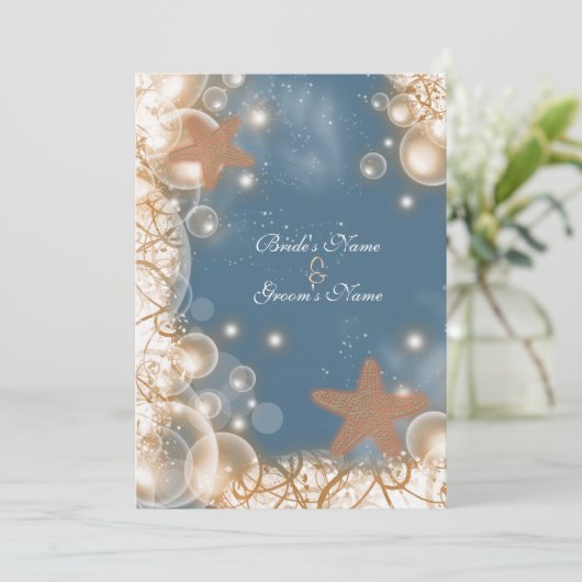 Beach bruiloft thema ~ elegant party custom kaart (Staand voorkant)