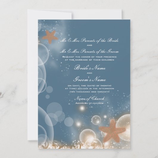 Beach bruiloft thema ~ elegant party custom kaart (Achterkant)