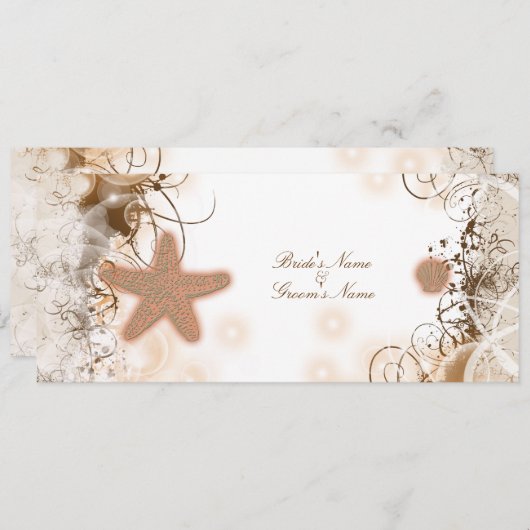 Beach bruiloft thema ~ elegant party kaart (Voorkant / Achterkant)