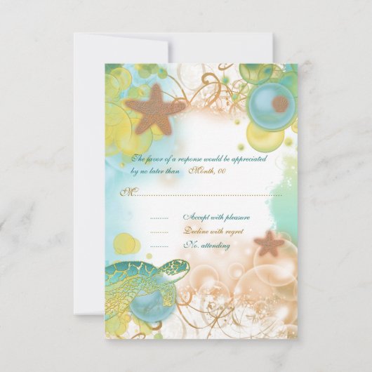 Beach bruiloft thema response rsvp (Achterkant)