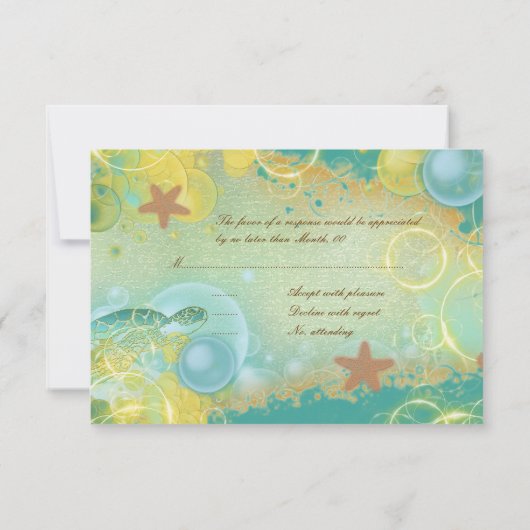 Beach bruiloft thema ~ Response rsvp card (Achterkant)