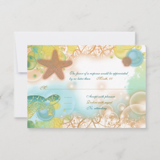 Beach bruiloft thema ~ Response rsvp card (Achterkant)