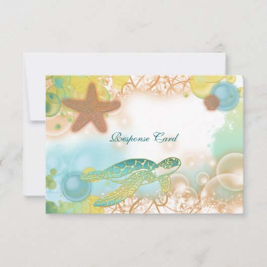 Beach bruiloft thema ~ Response rsvp card Kaartje (Voorkant)