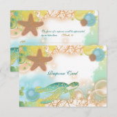 Beach bruiloft thema ~ Response rsvp card Kaartje (Voorkant / Achterkant)