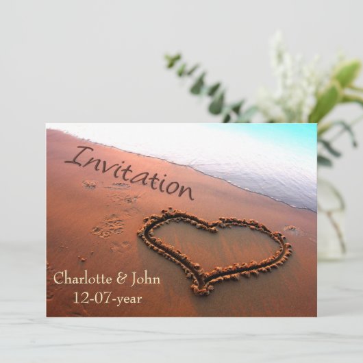 Beach bruiloft uitnodiging (Staand voorkant)