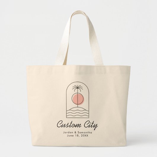 Beach bruiloft welkomsttas gepersonaliseerd groot  grote tote bag (Voorkant)