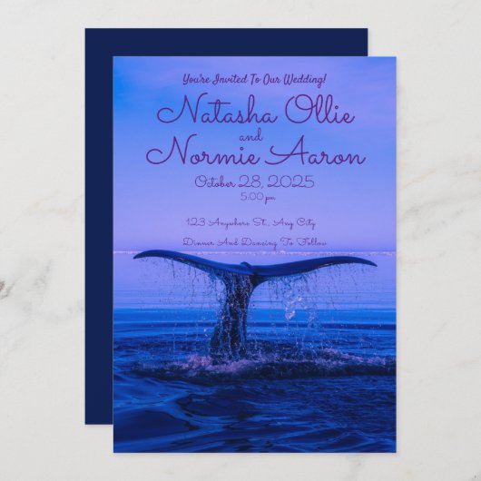 Beach bruiloft Zee op walvis Kaart (Voorkant / Achterkant)