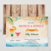 Beach brunch bubbly-uitnodiging kaart (Voorkant / Achterkant)