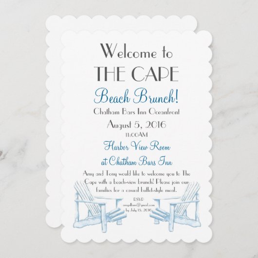 Beach Brunch Invitation Kaart (Voorkant / Achterkant)