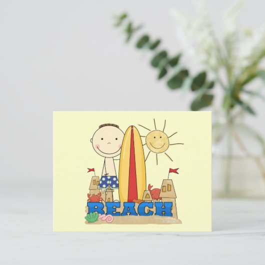 BEACH Brunette Boy Tshirts and Gifts Briefkaart (Staand voorkant)