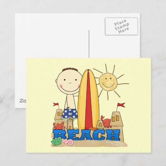 BEACH Brunette Boy Tshirts and Gifts Briefkaart (Voorkant / Achterkant)