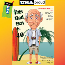 Beach Bum 40th Mannen Birthday Bad Boy Fun Kaart