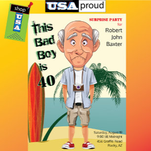 Beach Bum 40th Mannen Birthday Bad Boy Fun Kaart