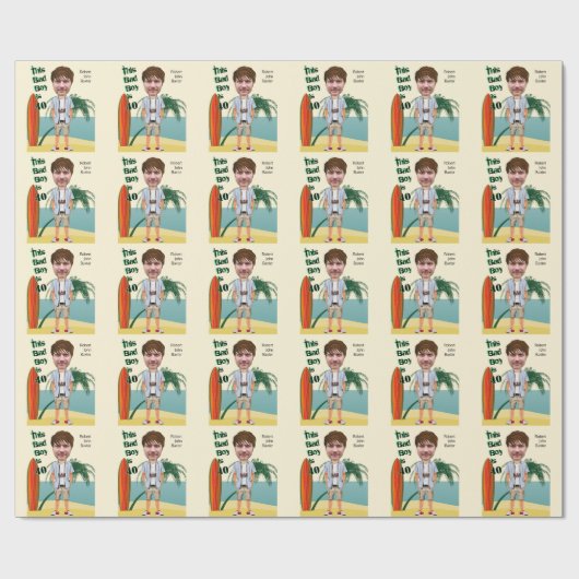 Beach Bum 40th 🌊😎 Mannen Verjaardag Bad Boy Fun Cadeaupapier (Vlak)